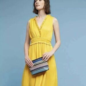 Maeve Yellow High Low Dress Anthropology size medium